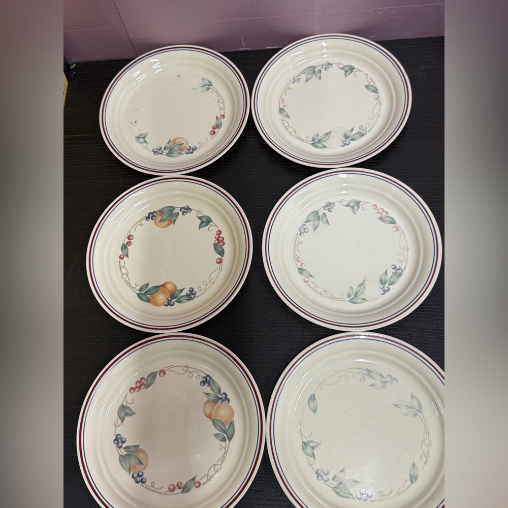Corelle Abundance Cream Floral Lunch, Salad Dessert  Plates Vintage Set of 6